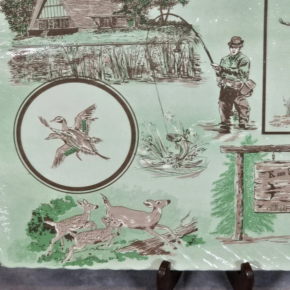 Vintage K & S Game‎ Farm Paper Placemats Shiocton WI 1977 Wisconsin Tissue Mills